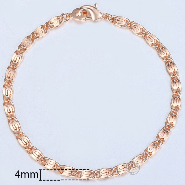 Rose Gold Filled Chains Mens Womens Bracelat
