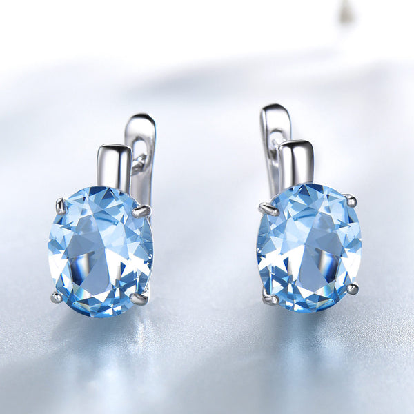 Blue Topaz Clip Earrings for Women