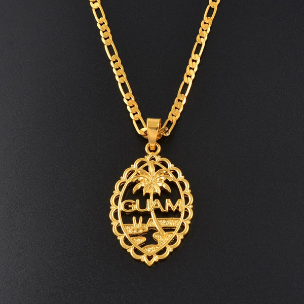 Guam Flag Pendant Necklaces