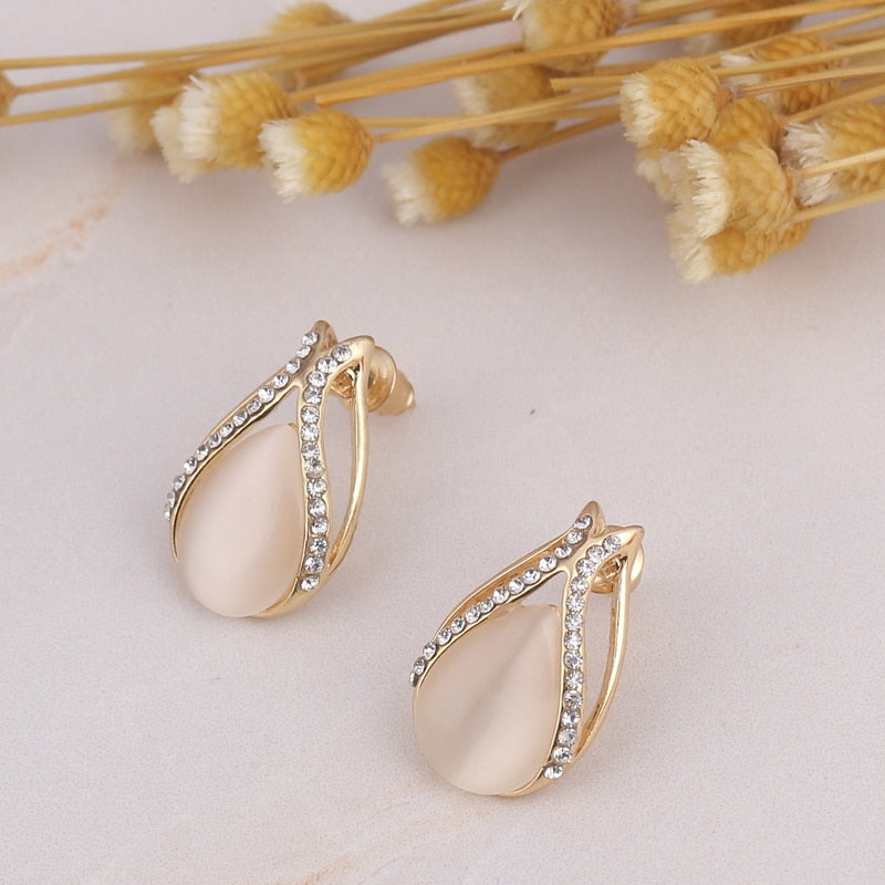 Cubic Zirconia Water Drop Necklace Pendant Earrings Set