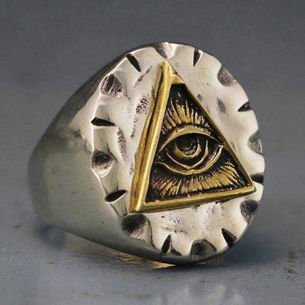 Skull Gold Color Freemason Illuminati Triangle Masonic Rings