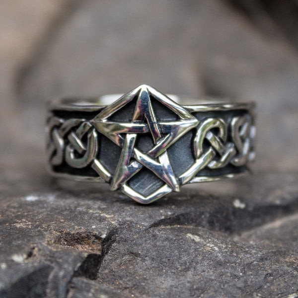 Celtics Knot Gothic 316L Stainless Steel Pentagram Star Pagan Rings