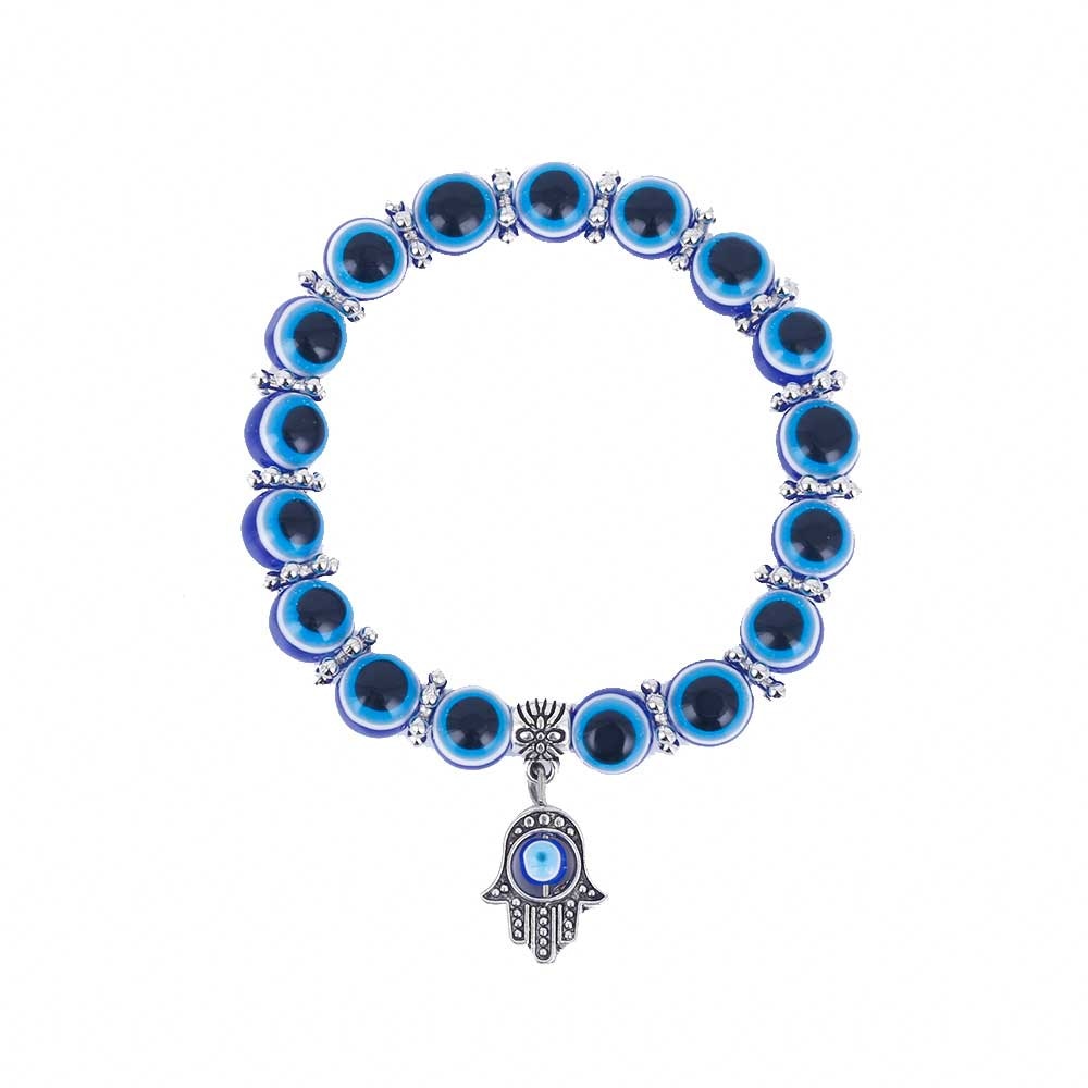 Fashion Silver Color Blue Evil Eye  Fatima Palm Bracelets for Women