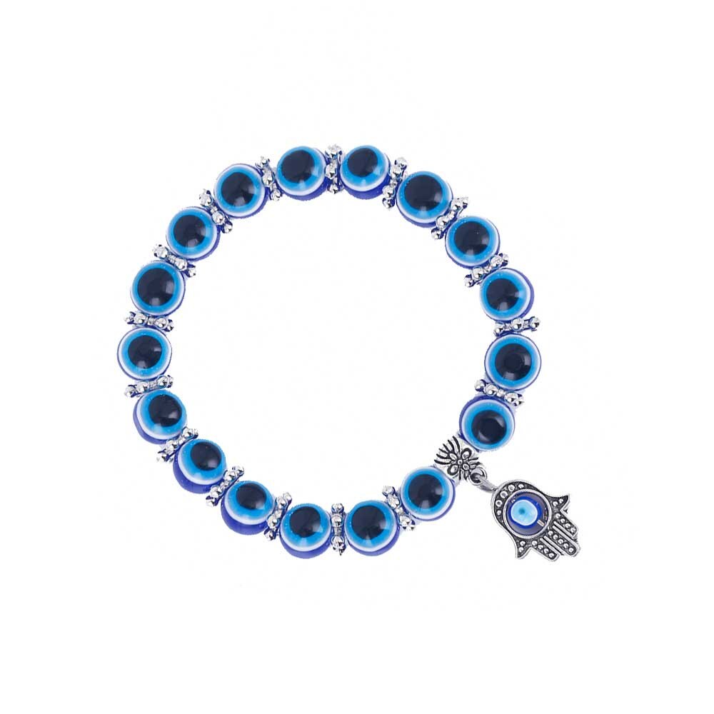 Fashion Silver Color Blue Evil Eye  Fatima Palm Bracelets for Women