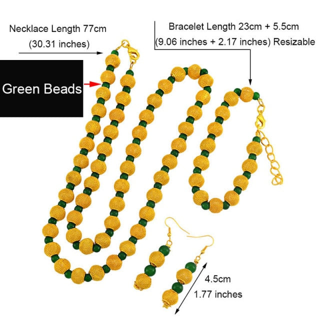 77cm Beads Necklace and 23cm Ball Bracelets Earrings
