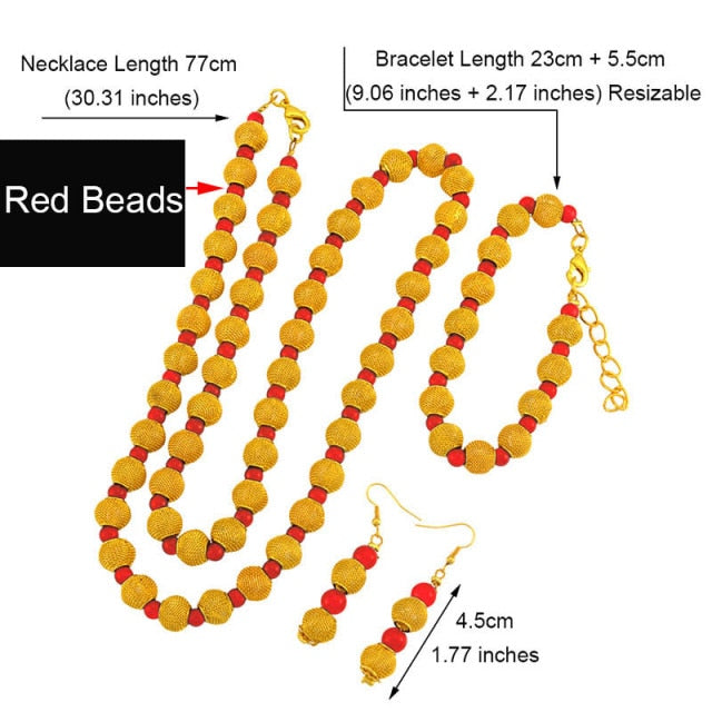 77cm Beads Necklace and 23cm Ball Bracelets Earrings