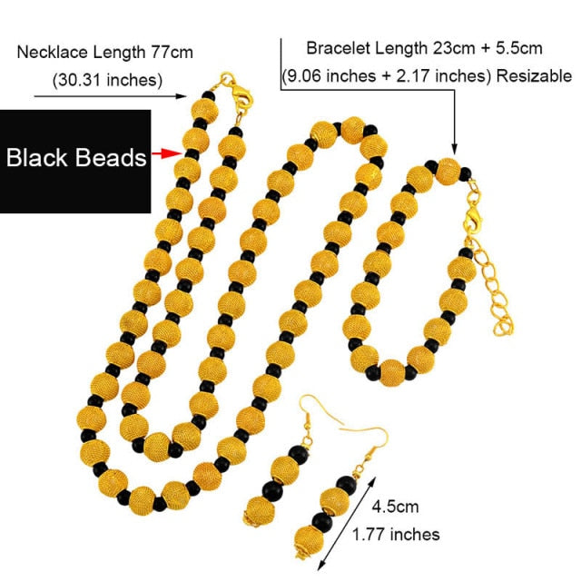 77cm Beads Necklace and 23cm Ball Bracelets Earrings