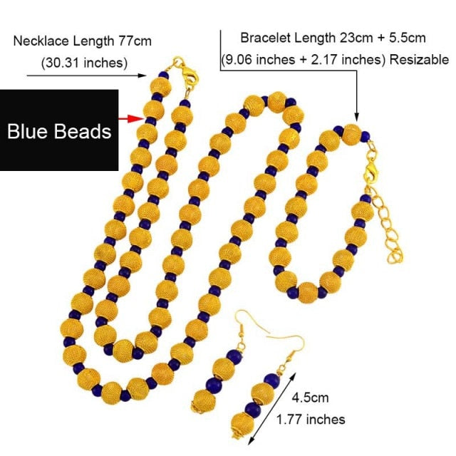 77cm Beads Necklace and 23cm Ball Bracelets Earrings
