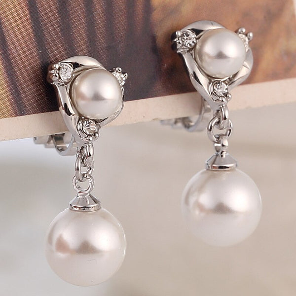 Elegant Rhinestone Pearl Waterdrop Earrings