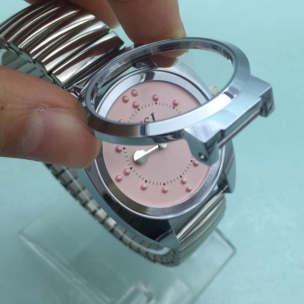 Braille Ladies Tactile Watch Flex Band Pink Dial