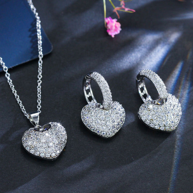 Big Heart Shape Necklace and Earrings Sets