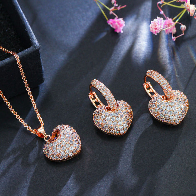 Big Heart Shape Necklace and Earrings Sets