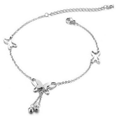 simple and adjustable length butterfly female anklet bracelet ankle