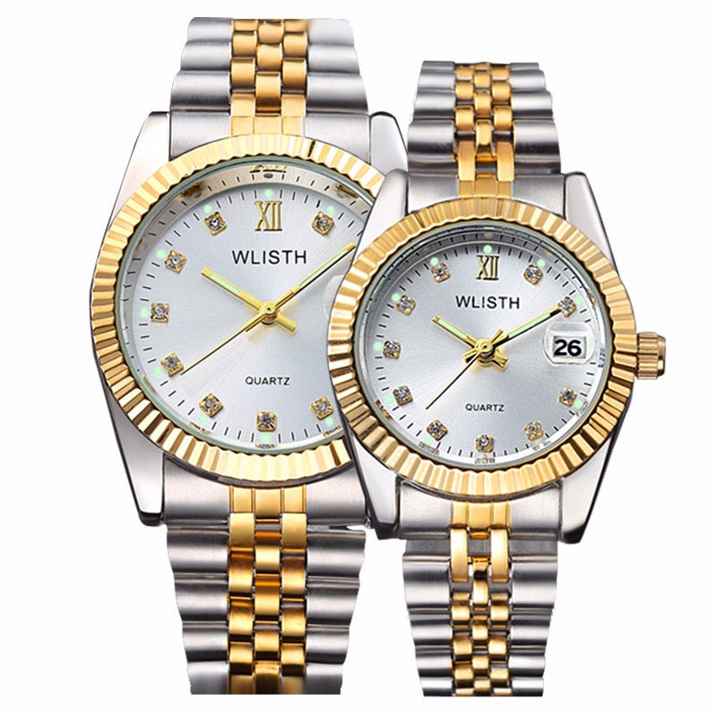 Gold Stainless Steel Wristwatch Luxury Women Waterproof