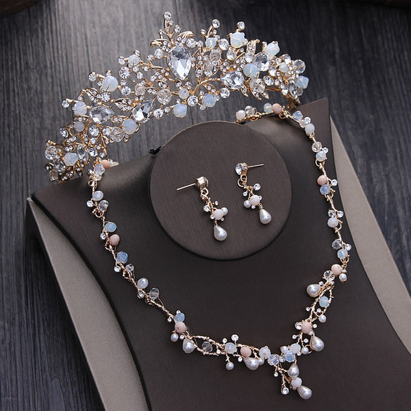 Conjuntos de joyas nupciales con perlas de cristal noble