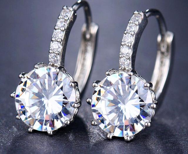 Fashion Luxury Charm AAA Cubic Zircon Twelve Colors Round Jewelry Earrings