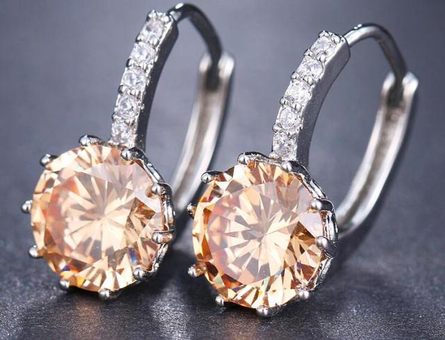 Fashion Luxury Charm AAA Cubic Zircon Twelve Colors Round Jewelry Earrings