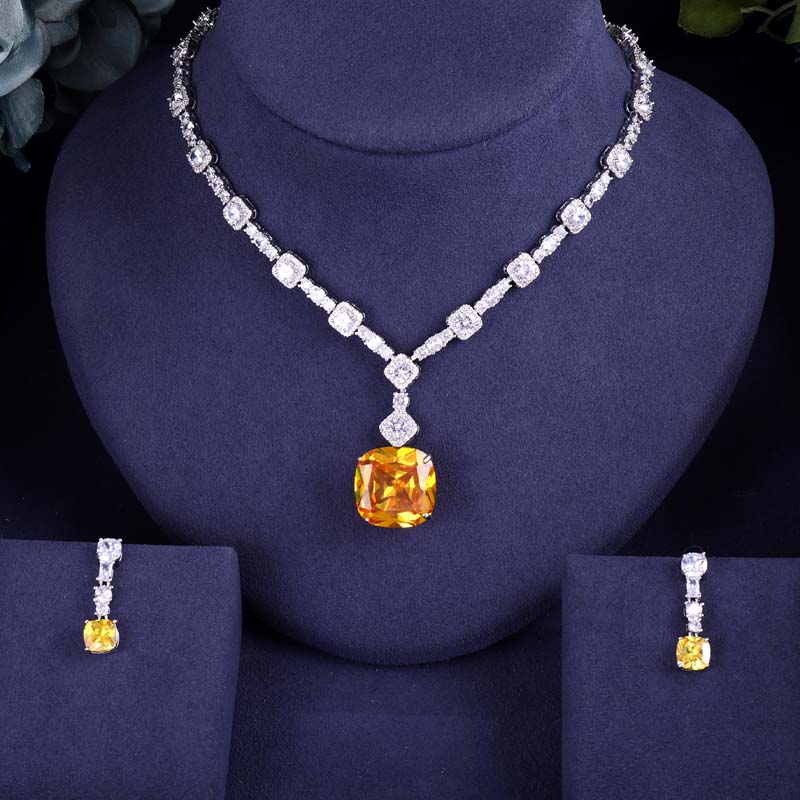 luxury 2pcs Bridal Zirconia Jewelry Sets For Women