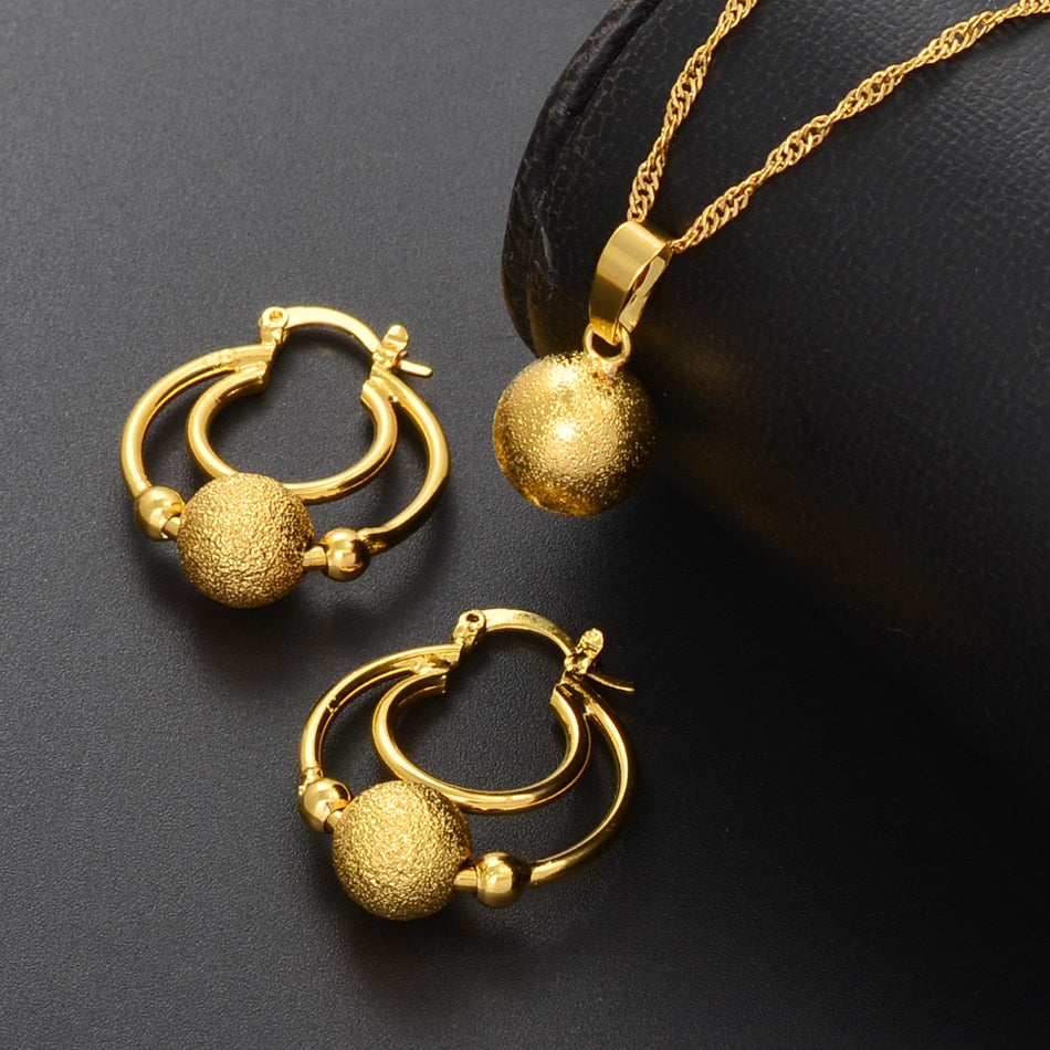 Jewelry Set Ball Pendant Chains and Earrings for Women