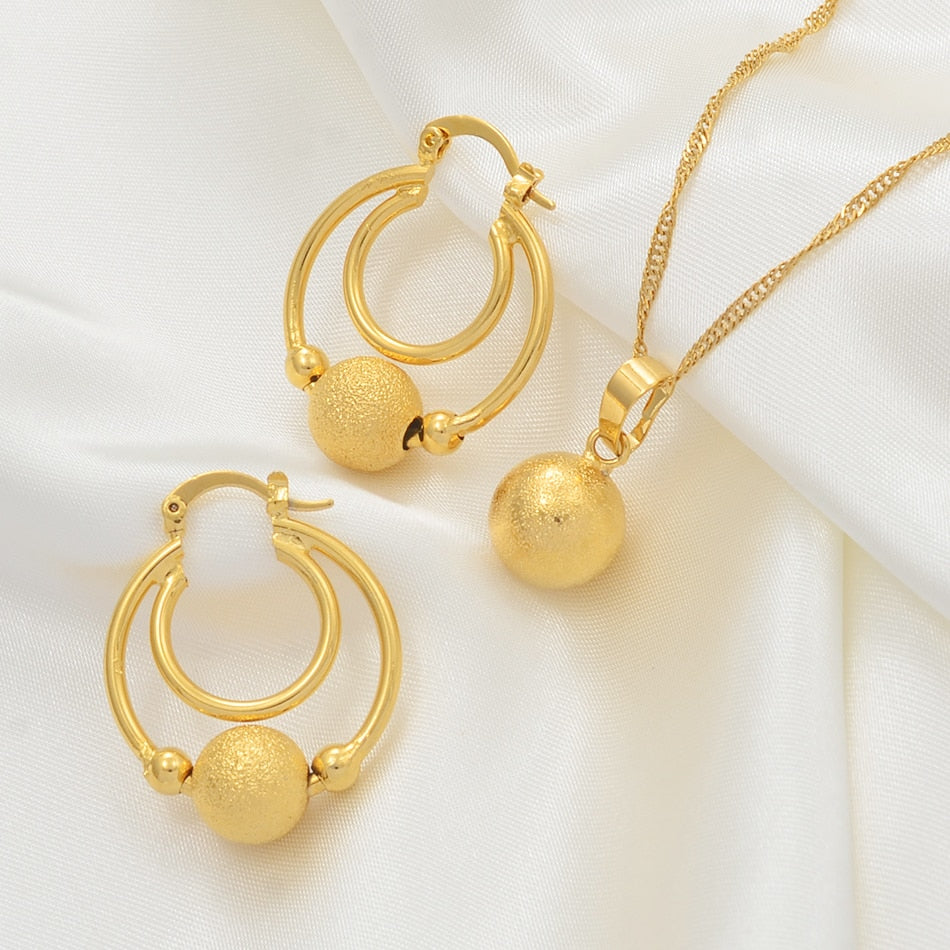 Jewelry Set Ball Pendant Chains and Earrings for Women