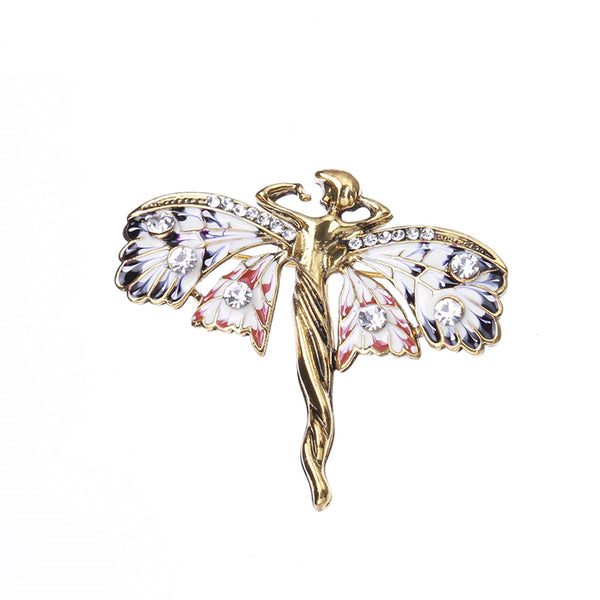 Butterfly Fairy Brooches For Women Unisex 2-color Enamel Angel Figure Party Office Brooch