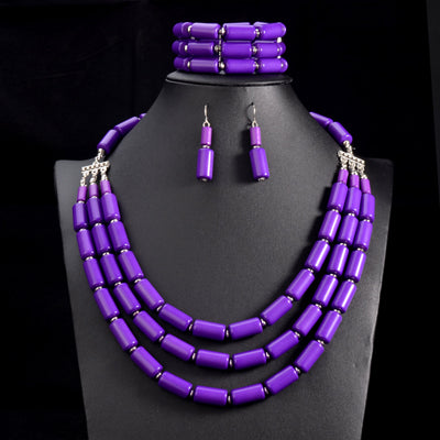 Bib Beads Necklace Earring Bracelet Sets