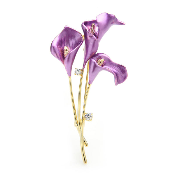 New Enamel Lily Flower Brooches For Women 3-color Weddings Banquet Office Brooch