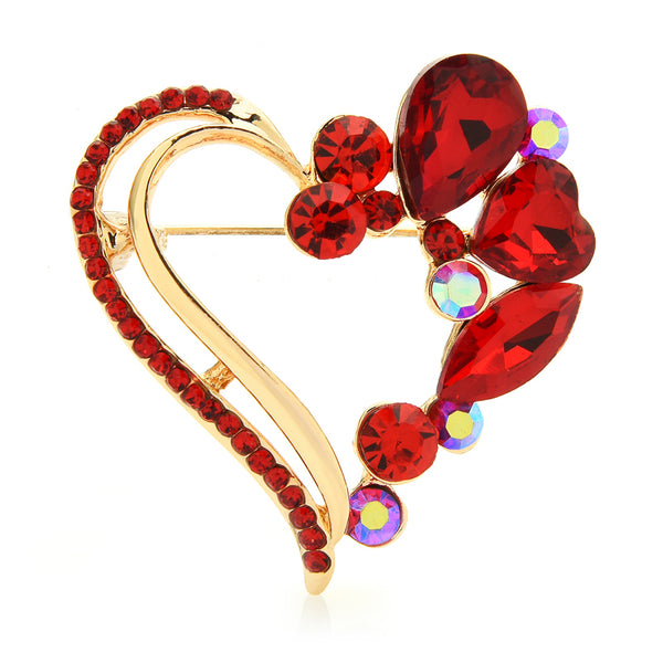 Beauty 2-color Heart Brooches For Women Designer Rhinestone Love Heart Party Office Brooch