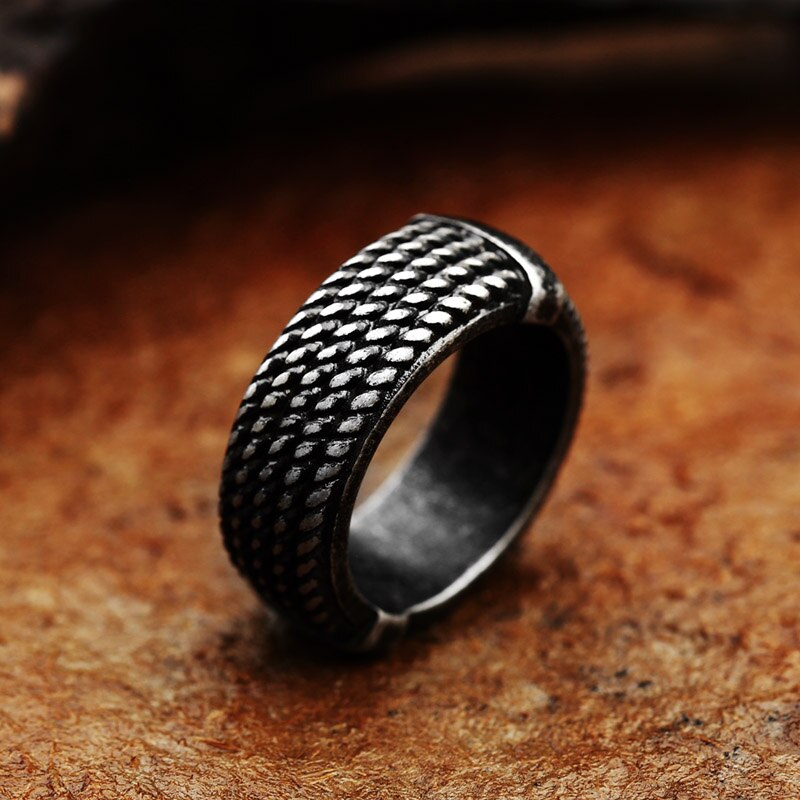 steel soldier titanium steel Gothic chain ring personality retro ring for men