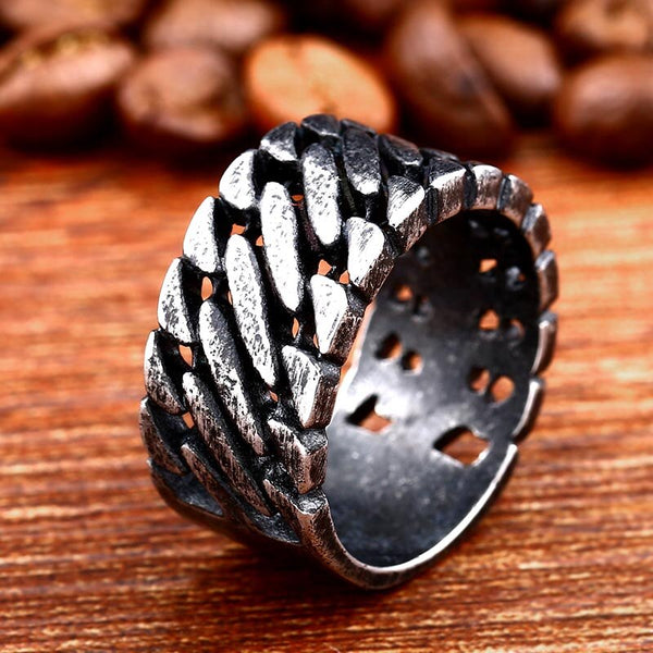 steel soldier titanium steel Gothic chain ring personality retro ring for men