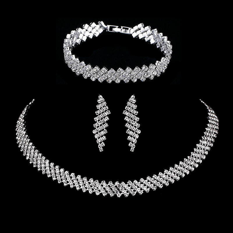Silver Color Rhinestone Crystal Bridal Jewelry Sets