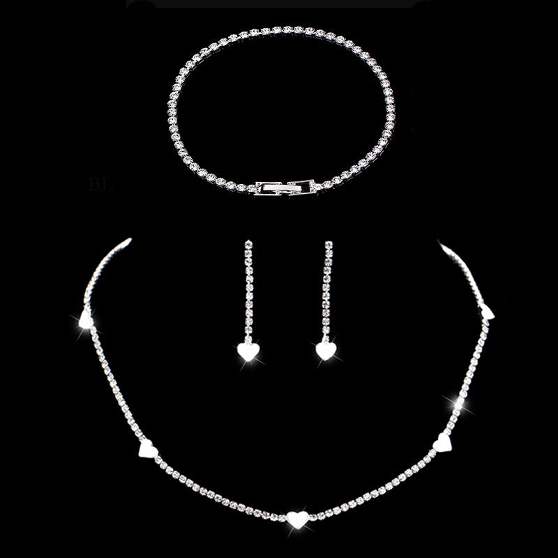 Silver Color Geometric Choker Crystal Wedding Jewelry Sets