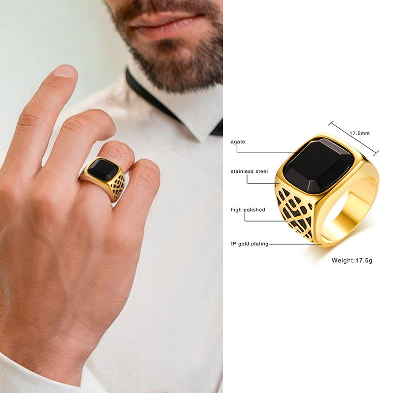 Bald Eagle Signet  Gold Plated Bird Ring For Men