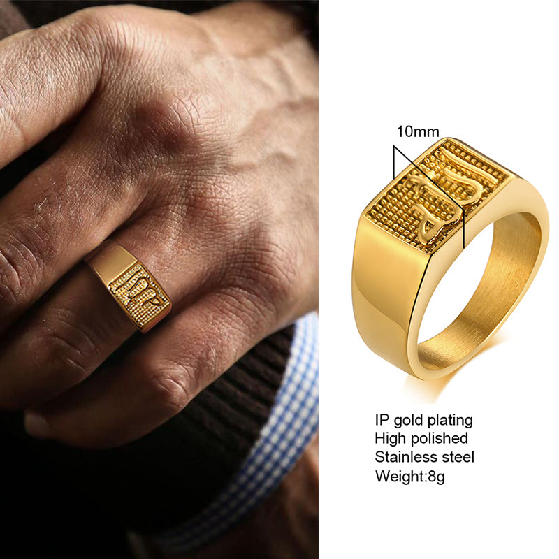 Bald Eagle Signet  Gold Plated Bird Ring For Men